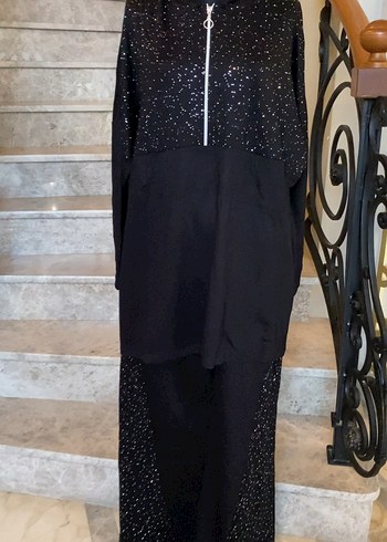 Siyah modal kumaş taşlı ikili takım 3 beden - Görsel 2