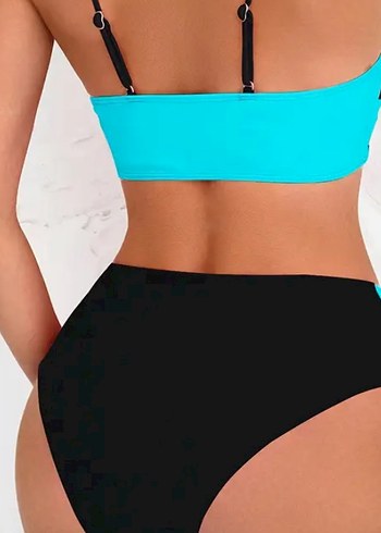 xl Beden turkuaz Renk Turkuaz Siyah Askılı Mini Bikini XL