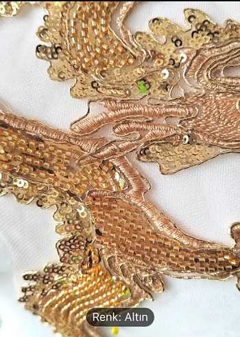 Altın Renkli Payetli Kadın ejderha nakış aplike yama - Görsel 4