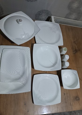 Beyaz Gri Desenli Yemek Takımı Seti - Görsel 3