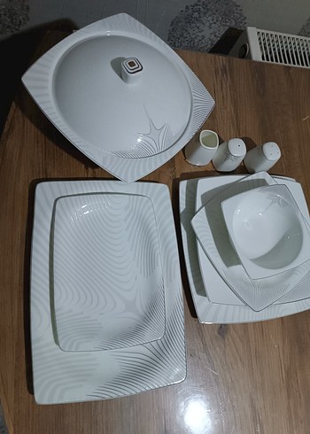 Beyaz Gri Desenli Yemek Takımı Seti - Görsel 4