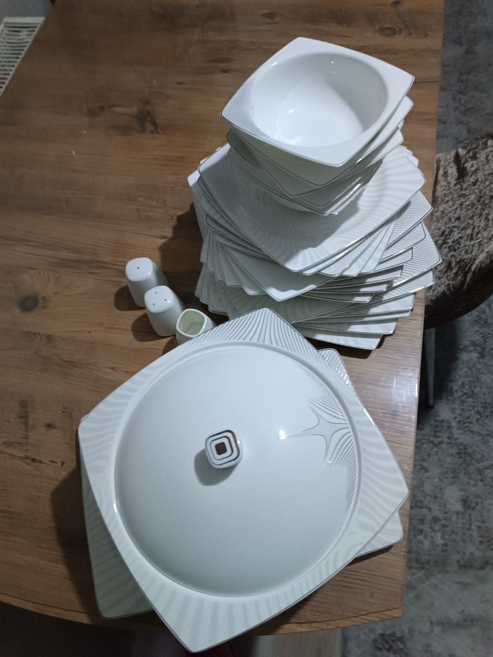 Beyaz Gri Desenli Yemek Takımı Seti - Görsel 2