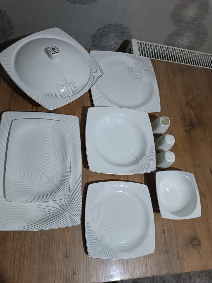 Beyaz Gri Desenli Yemek Takımı Seti - Görsel 3