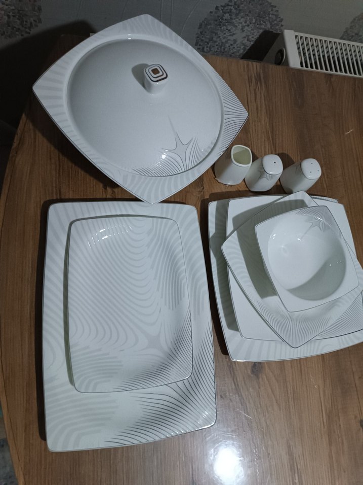 Beyaz Gri Desenli Yemek Takımı Seti - Görsel 4