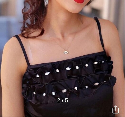 Taşlı siyah elbise - Görsel 3