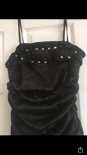 Taşlı siyah elbise - Görsel 4