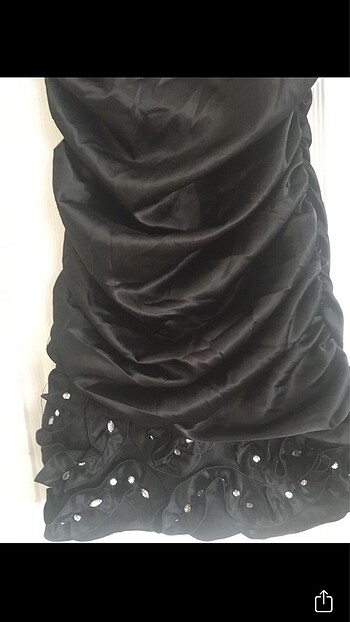 Taşlı siyah elbise - Görsel 5