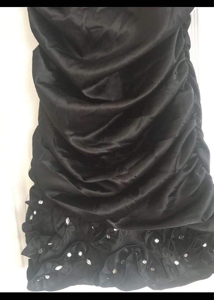 Taşlı siyah elbise - Görsel 5