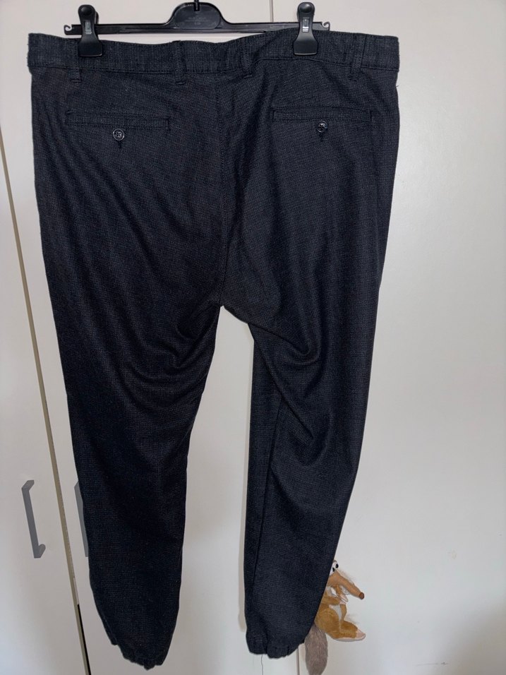 Erkek Siyah Bol Kesim Kemerli Denim Pantolon - Görsel 2