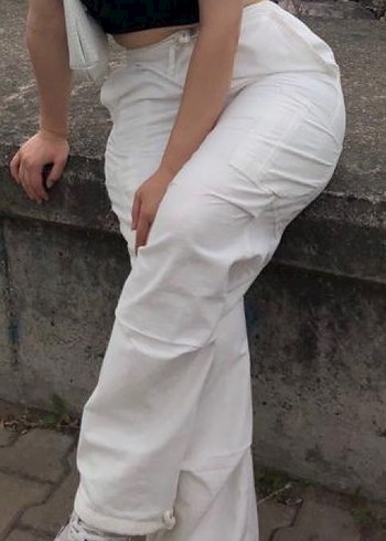 Beyaz Loose Fit Midi Kadın Kot Pantolon