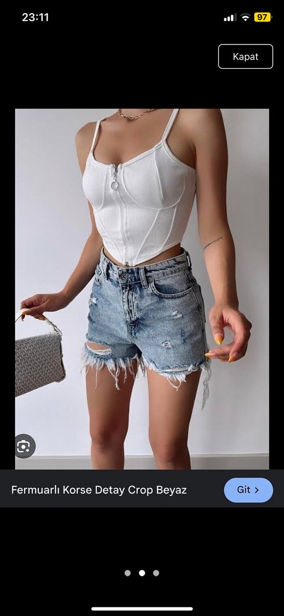 Beyaz Fermuarlı İnce Askılı Büstiyer - Görsel 2