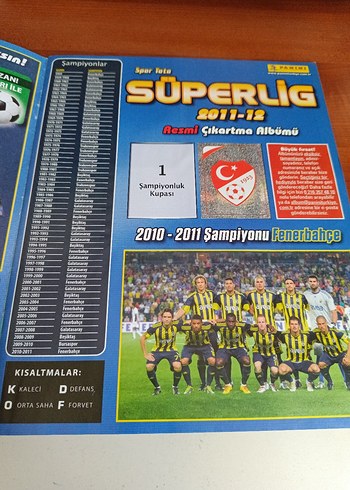  panini SporToto Süper Lig 2011-12 Resmi Çıkartma Albümü