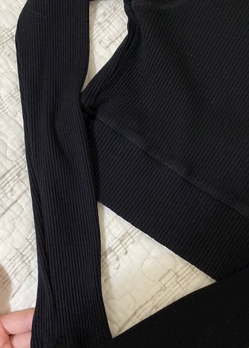 penti siyah uzun kollu crop üst - Görsel 3