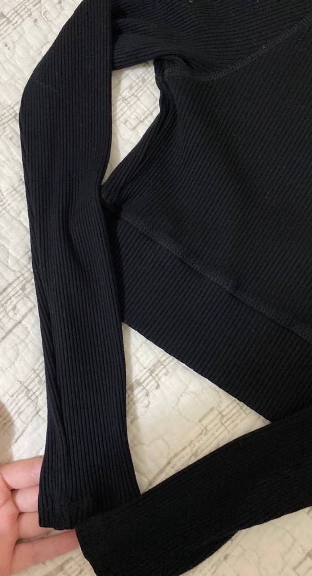 penti siyah uzun kollu crop üst - Görsel 3