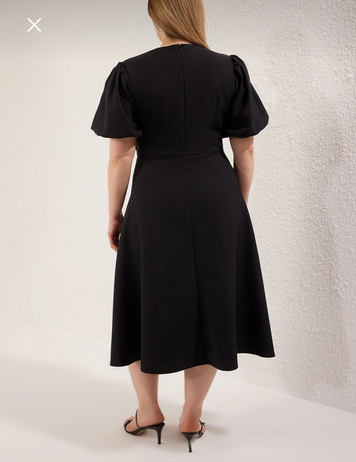 SİYAH MİDİ ELBİSE - Görsel 3