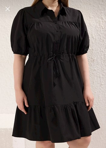 Kemerli Siyah Midi Gömlek Elbise - Görsel 3