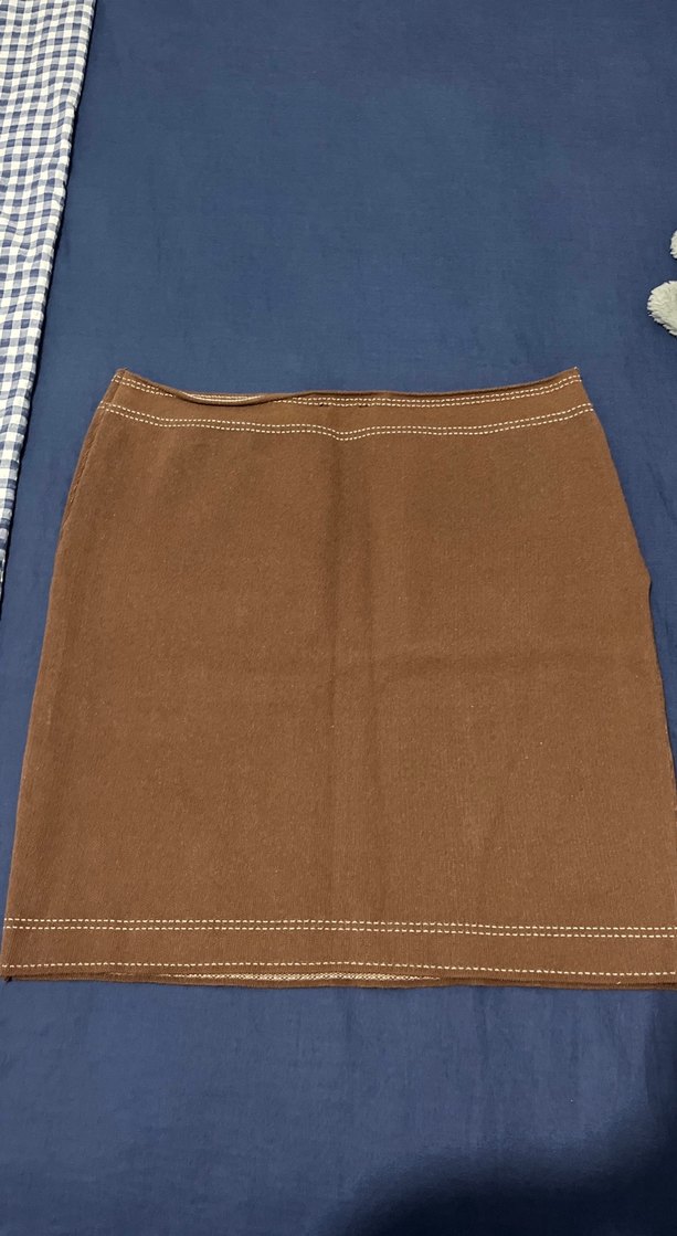 Düğmeli Kahverengi  Mini Etek - Görsel 2