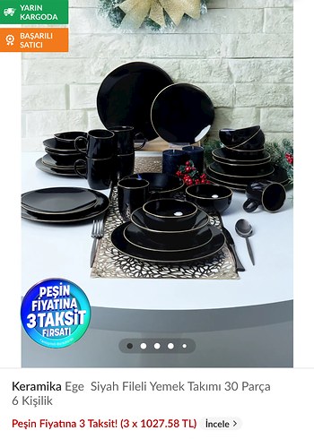 Keramika Ege Siyah Fileli Yemek Takımı