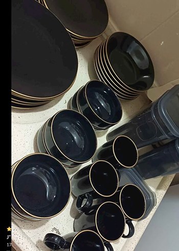 Ikea Keramika Ege Siyah Fileli Yemek Takımı