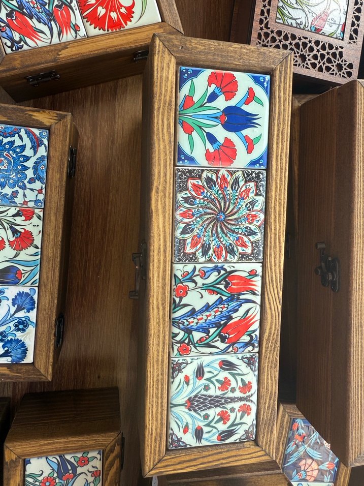 El Yapımı Çini Desenli Ahşap Kutular - Görsel 3