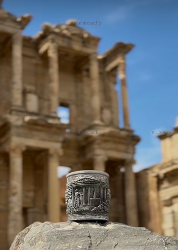 Beyaz Kabartmalı Dekoratif Mum ( Artemis model) - Görsel 6