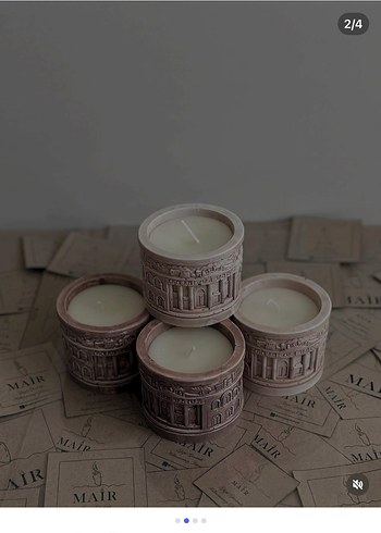 Beyaz Kabartmalı Dekoratif Mum ( Artemis model) - Görsel 2