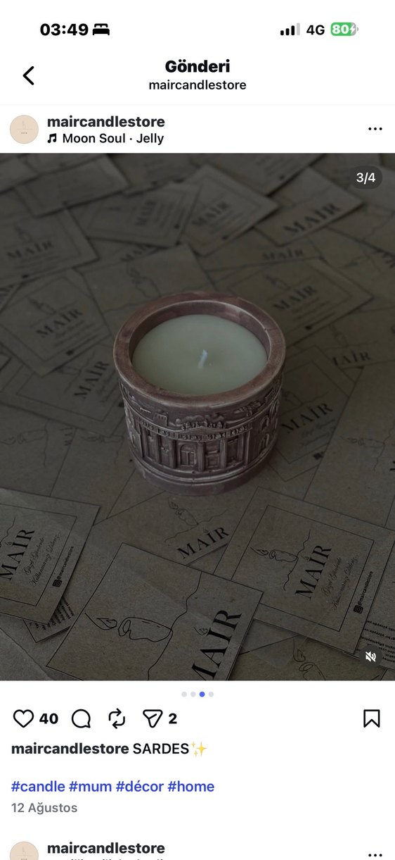 Beyaz Kabartmalı Dekoratif Mum ( Artemis model) - Görsel 3