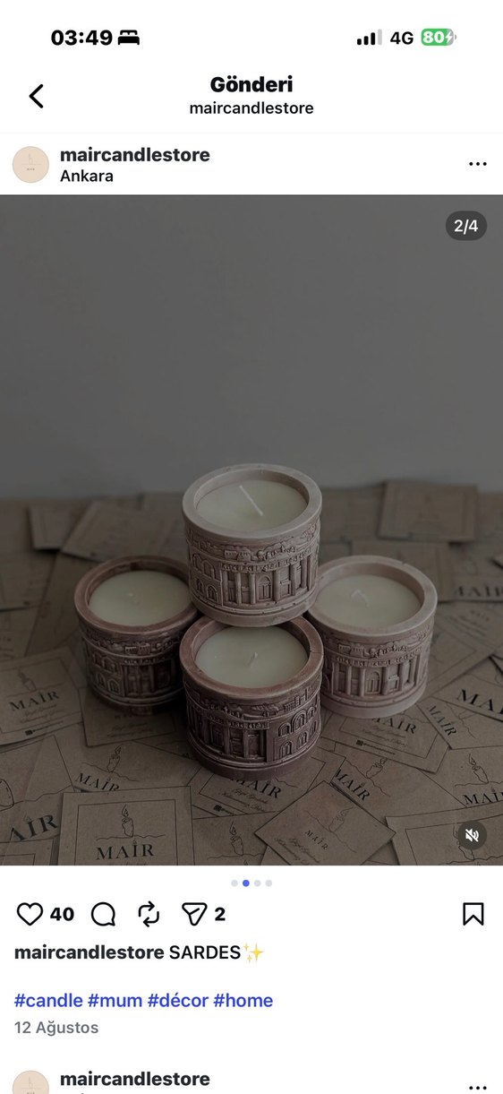 Beyaz Kabartmalı Dekoratif Mum ( Artemis model) - Görsel 2