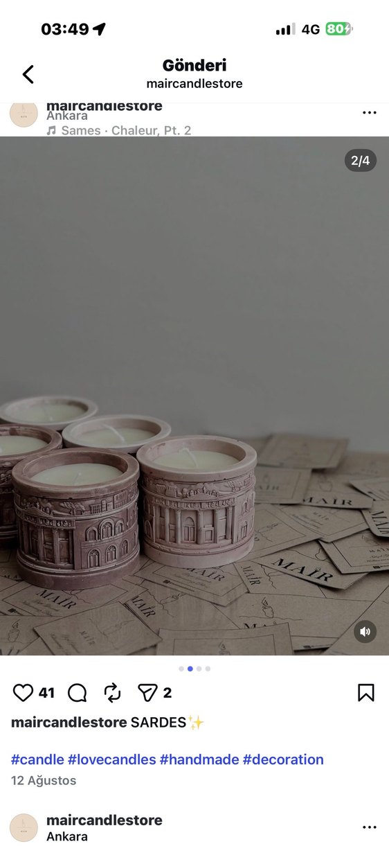 Beyaz Kabartmalı Dekoratif Mum ( Artemis model) - Görsel 5