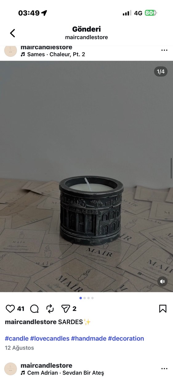 Beyaz Kabartmalı Dekoratif Mum ( Artemis model) - Görsel 4