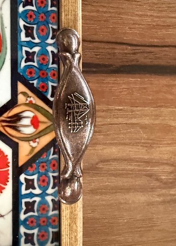 Ahşap Kulplu Geleneksel Desenli Tepsi - Görsel 9