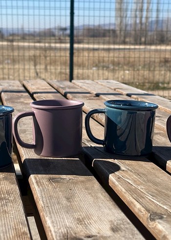 Mat ve Parlak Mavi-Mor Porselen Kupa Seti - Görsel 2