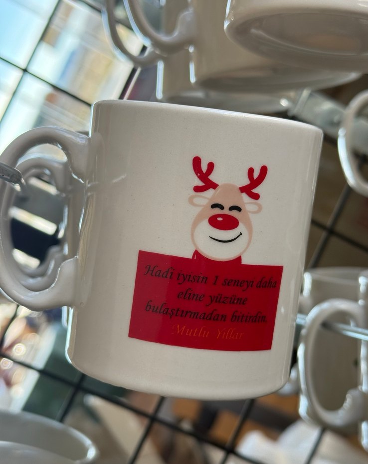 Yılbaşı Temalı Beyaz Kupa Bardak - Görsel 5