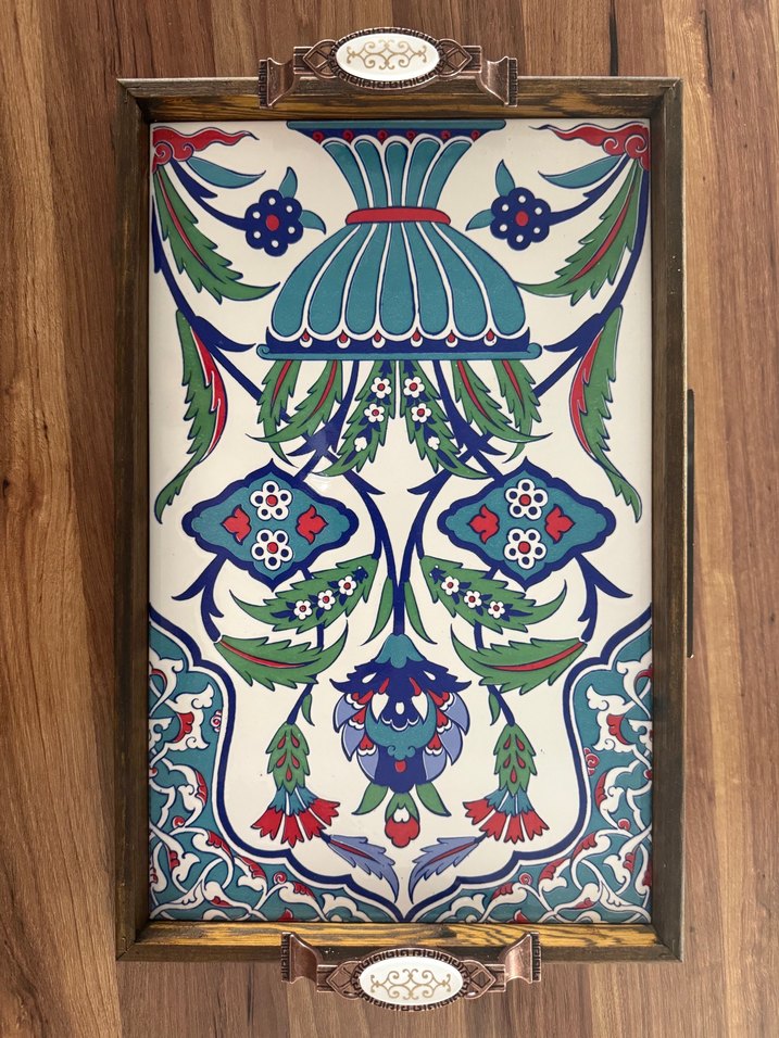 Çini Desenli Osmanlı Tepsi - Görsel 3