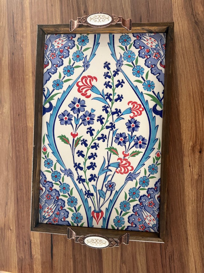 Çini Desenli Osmanlı Tepsi - Görsel 4