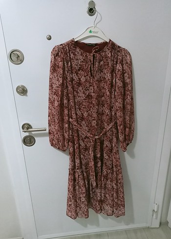 Bordo Bohem Salaş Midi Elbise