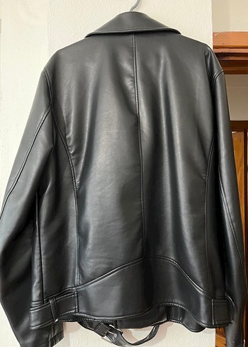 Erkek Siyah Deri Biker Ceket - Görsel 2