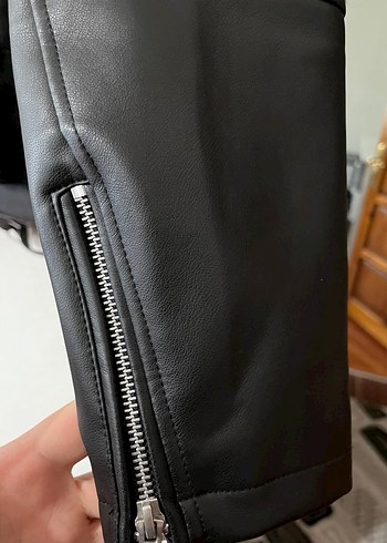 Erkek Siyah Deri Biker Ceket - Görsel 5