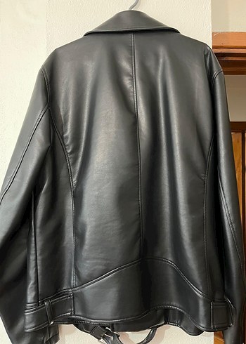 Erkek Siyah Deri Biker Ceket - Görsel 8