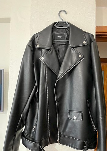 Erkek Siyah Deri Biker Ceket - Görsel 4