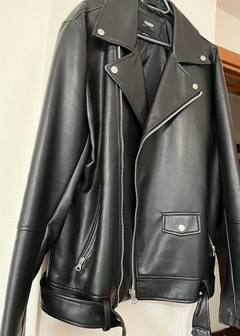 Erkek Siyah Deri Biker Ceket - Görsel 6