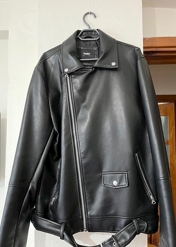 Erkek Siyah Deri Biker Ceket - Görsel 7