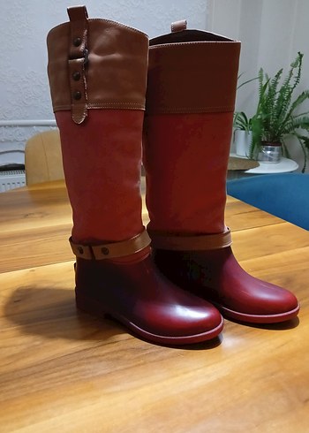 Diğer Bordo Deri Tokali Bohem Yuksek Topuklu Cizme