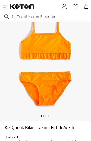 13-14 Yaş Beden turuncu Renk Bikini takımı