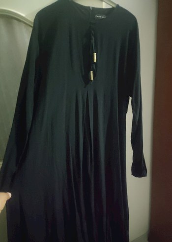 Siyah Uzun Kollu Salaş Siyah Uzun Elbise - Görsel 3