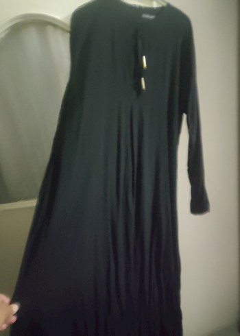 Siyah Uzun Kollu Salaş Siyah Uzun Elbise - Görsel 2