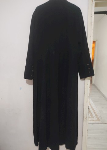 Düğmeli Siyah Uzun Kadın parduse kaşe kışlık kalın astarsız - Görsel 2