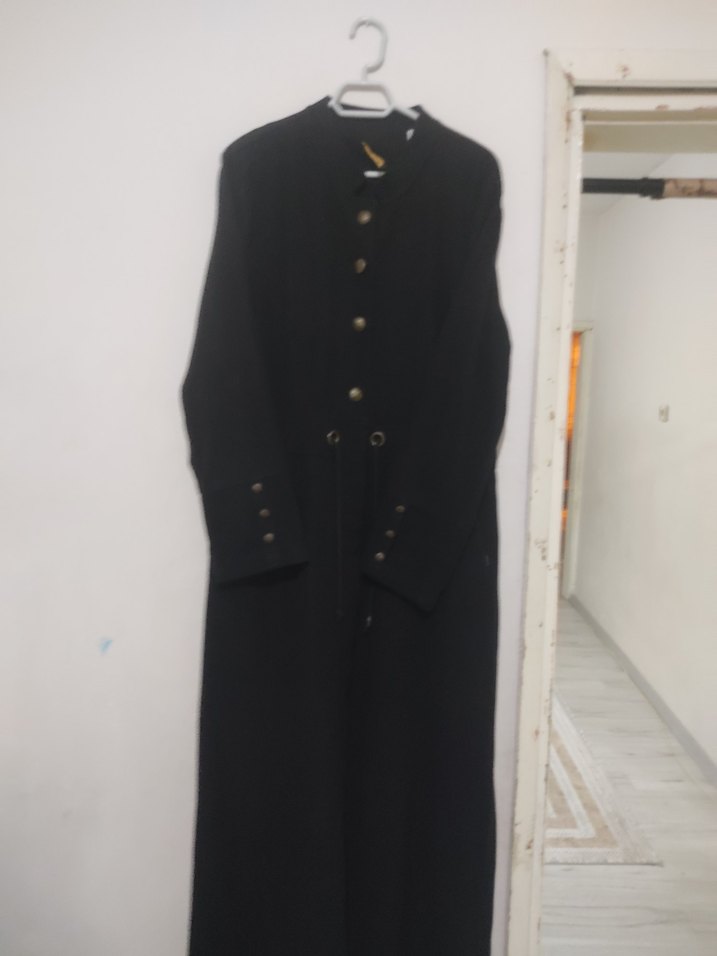 Düğmeli Siyah Uzun Kadın parduse kaşe kışlık kalın astarsız - Görsel 5