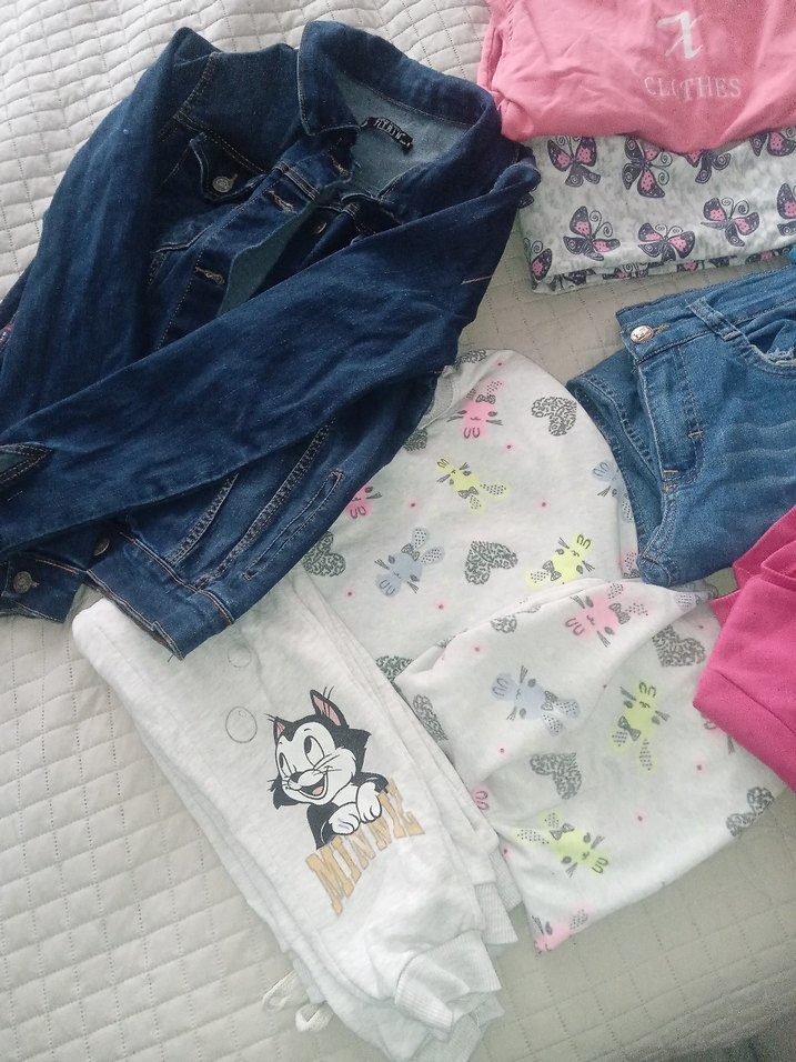 Çok Renkli Kız Çocuk Örgü Panço erkek kot ceket hepsi 9 10 yaş - Görsel 2