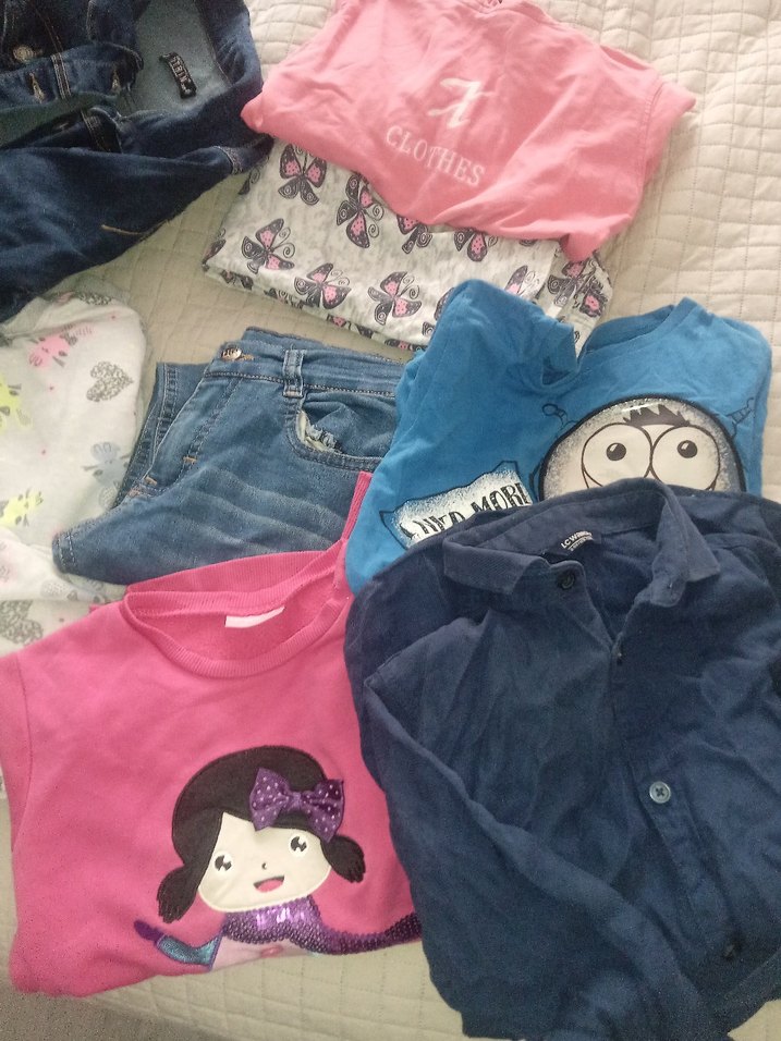 Çok Renkli Kız Çocuk Örgü Panço erkek kot ceket hepsi 9 10 yaş - Görsel 3